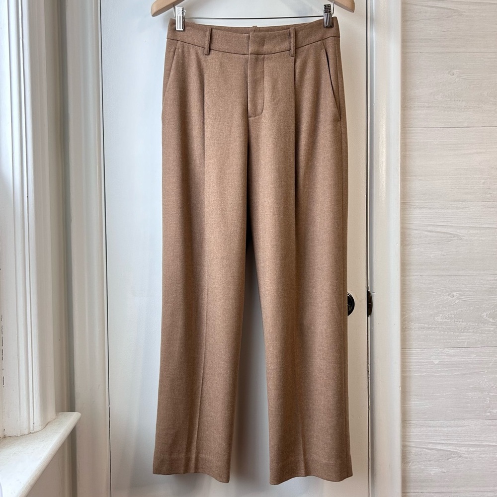 New VINCE Wool Pleated Ankle Pants Camel